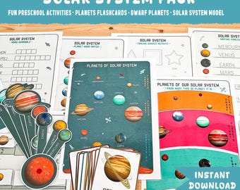 Solar System Model: Planets Flash Cards & Activity Prints (Digital Product)