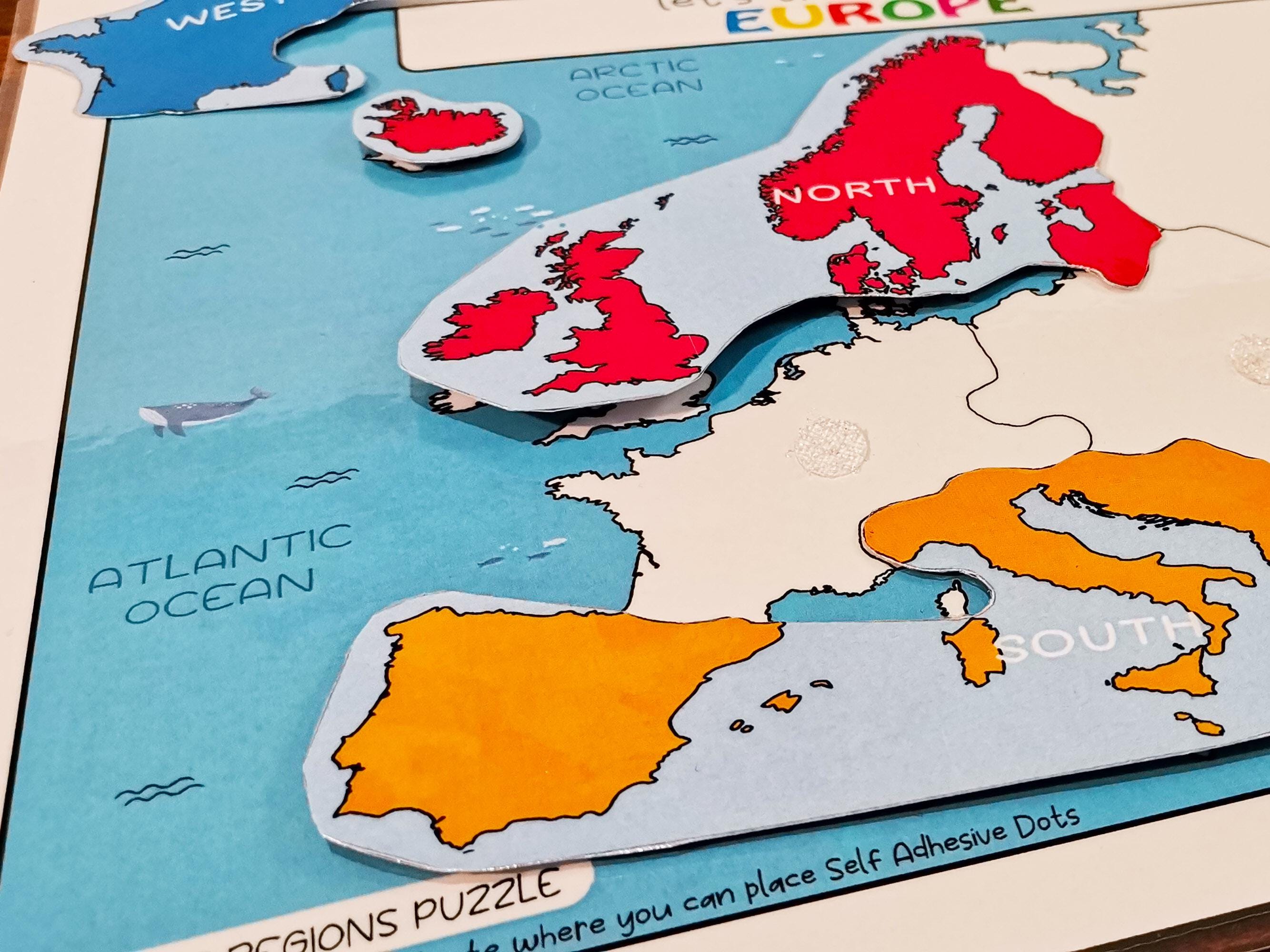 Europe Map Puzzle, Printable Learning Pack, Montessori States