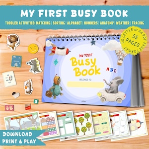 Toddler Printable Busy Book: Montessori Homeschool Activity (PDF)