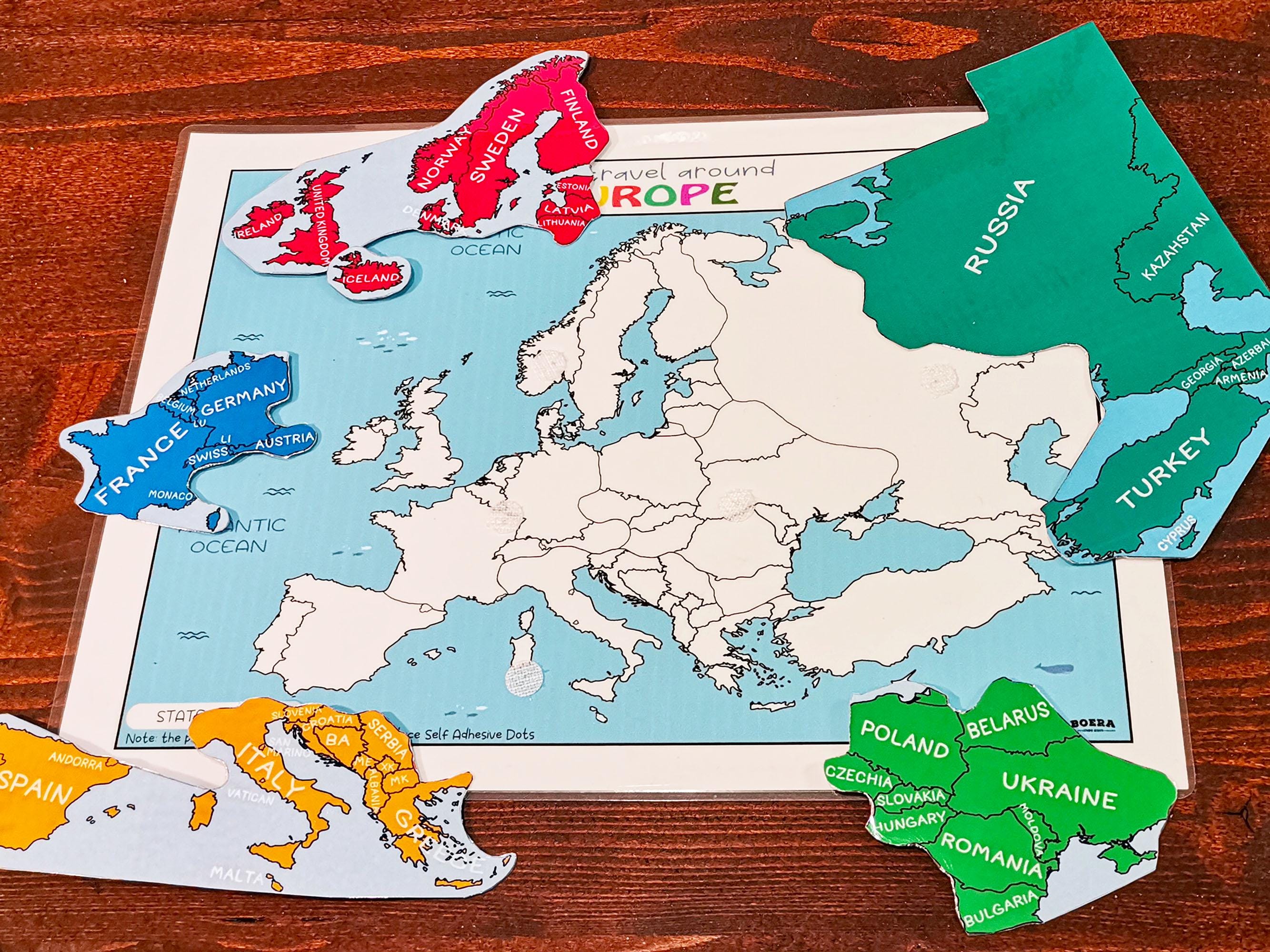 Europe Map Puzzle, Printable Learning Pack, Montessori States