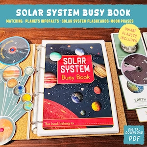 Solar System Busy Book Kids Learning Binder Homeschool Montessori Printable Preschool Worksheets Flashcards Space Activities