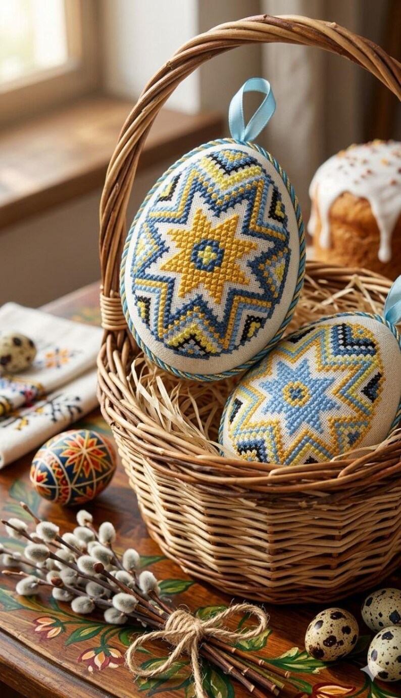 Ukrainian Pysanka Machine Embroidery Design, Easter Egg Cross Stitch ...