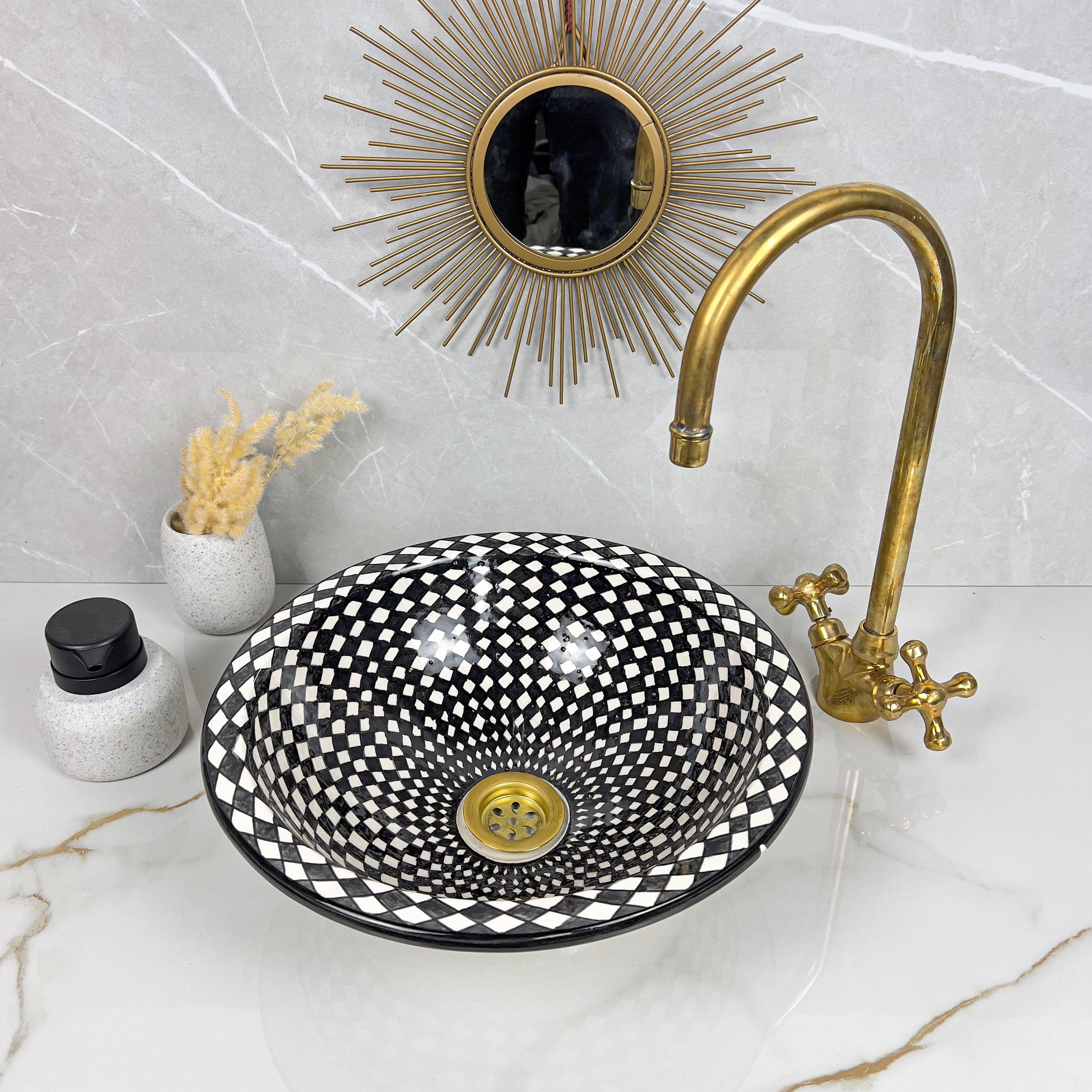 Handcrafted Moroccan Ceramic Vessel Sink: Geometric Angular Basin - Etsy