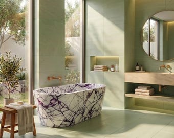 Bañera de mármol, ovalada o redonda independiente (tamaños y colores personalizados)