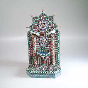Outdoor Mosaic Water Fountain - Garden Fountain with Mid Century Modern Style made of Mosaic Tiles - Moroccan Indoor Waterfall Fountain