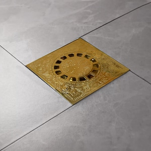 Engraved Brass Floor Drain, Solid Brass Square Shower Drain, Square Shower Drain, Copper Shower Drains, Brass Bathroom drain, floor drain,