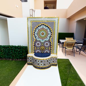 Wall Water Fountain for Backyard Decor, Outdoor Fountain, Indoor Water Fountain, Large Patio Fountain - Mosaic Fountain - Garden Waterfall.