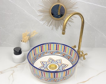 Keramische wasbak: wasbak met Marokkaans patroon (meerdere maten beschikbaar)