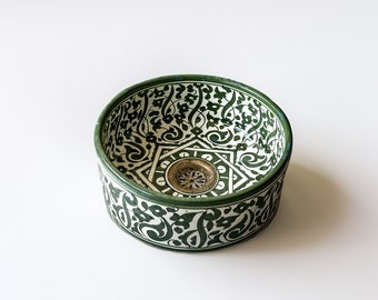 Lavabo marroquí verde, lavabo de cerámica verde hecho a medida, lavabo de cerámica verde hecho a medida.