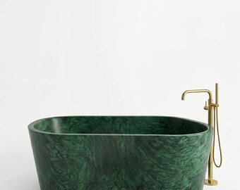 Luxury Handmade Marble Freestanding Bathtub Custom Sizes | Unique Natural Stone Soaking Tub