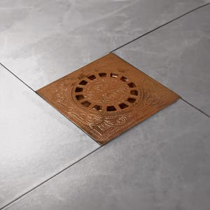 Engraved Square Shower Drain, Brass Bathroom drain, Brass Floor Drain, Solid Brass Square Shower Drain, Copper Shower Drains, floor drain.