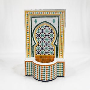 Wall Water Feature for Garden Decor - Outdoor Indoor Water Fountain - Modern Farmhouse Waterfall Fountain - Rustic Mosaic Tiles Fountains.