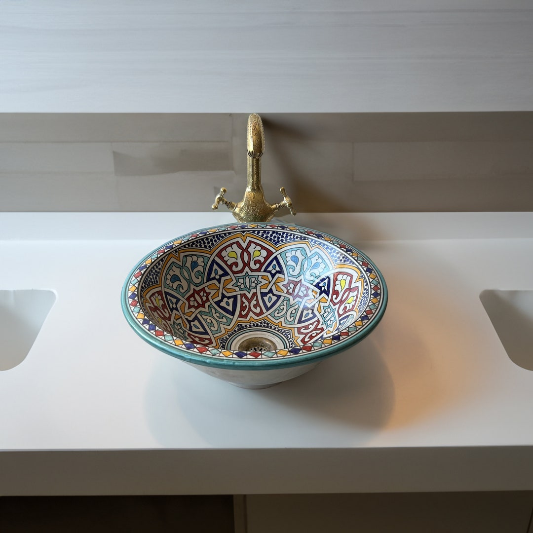 Photo inspiration: Picture Idea: Round Modern Mandala Pottery Bath Sinks Hand Painted Sink For