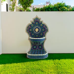 Garden Fountain with Mid Century Modern Style made of Mosaic Tiles - Outdoor Water Fountain - Moroccan Indoor Waterfall Fountain - Fountains