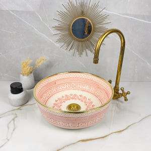 Custom Hand Made Ceramic Sink with 14k Gold Rim - Bathroom Statement Piece - Bathroom Vanity Sink - Vessel Sink Bathroom Statement Piece