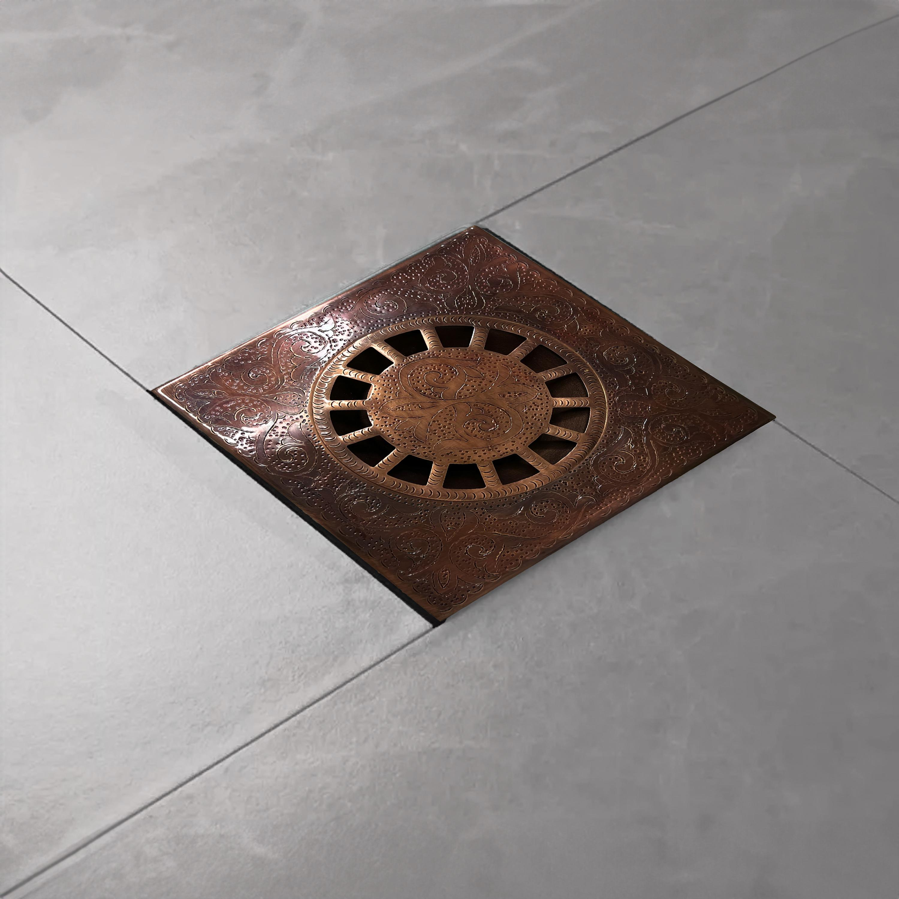 Siphon de sol en cuivre, siphon de douche carré en laiton massif, siphons de douche en cuivre, siphon de salle de bain tonnelier, siphon de sol, sipho