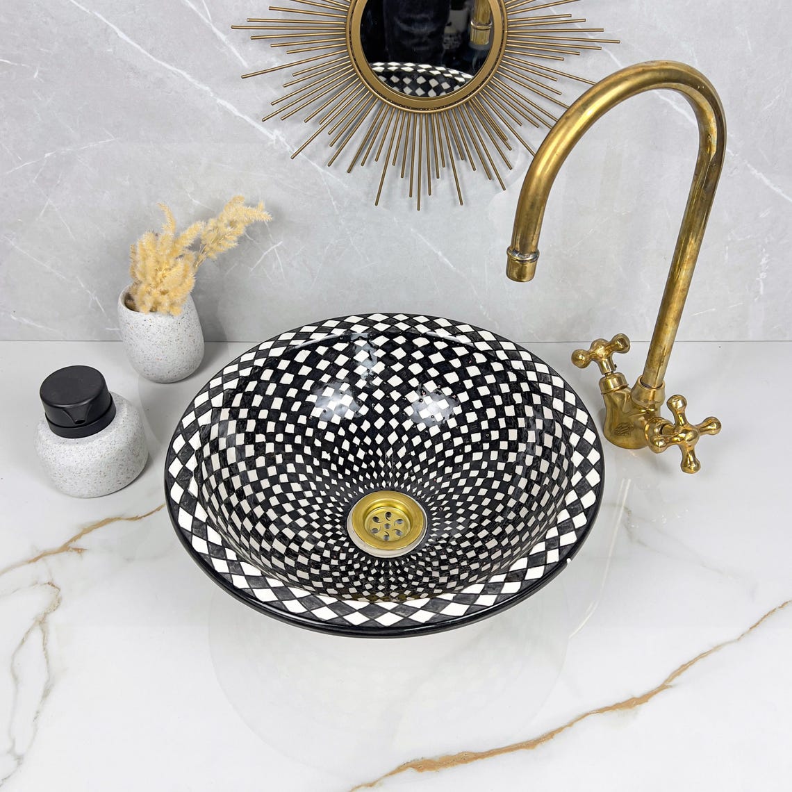 Handcrafted Moroccan Ceramic Vessel Sink: Geometric Angular Basin - Etsy