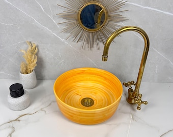 Marokkaanse keramische spoelbak, oranje handgeschilderd (meerdere maten)