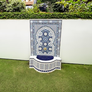 large Mosaic Fountain for Yard Decor - Outdoor Water Fountain - Garden Water Feature - Modern Mid Century Indoor Waterfall -  Fountain Art.