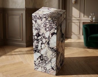 Calacatta Viola Luxury Marble Pedestal | Handcrafted Italian Stone Column Stand | 7 Stone Variations