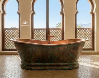 Bañera independiente de latón martillado / Bañera de lujo artesanal / Tamaños personalizados / Bañera antigua de latón hecha a mano