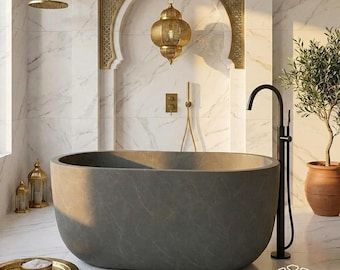 Bañera de mármol independiente de lujo, hecha a mano, tamaños personalizados / Bañera de inmersión de piedra natural