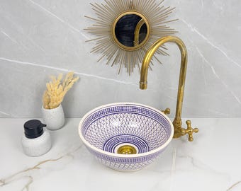 Handgeschilderde wastafel: visschubbenpatroon - keramische wastafel