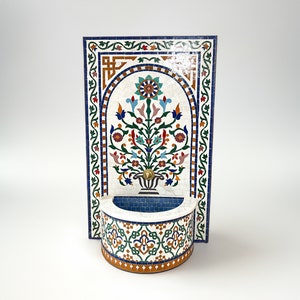Garden Fountain with Mid Century Modern Style made of Mosaic Tiles - Outdoor Water Fountain - Moroccan Indoor Waterfall Fountain - Fountains
