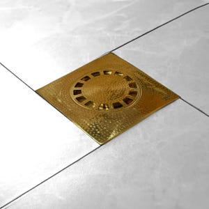 Solid Hammered Brass Square Shower Drain, Copper Shower Drains, Brass Bathroom drain, Hammered Square Shower Drain, Brass Floor Drain,