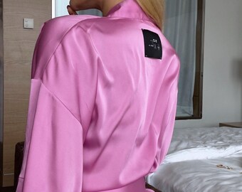 Luxury Silk Robe, Women's Kimono Dressing Gown, Silk Sleepwear, Lingerie Cover Up, Spa Gift, Resort Wear, Feminine Home Wear, Wife Gift