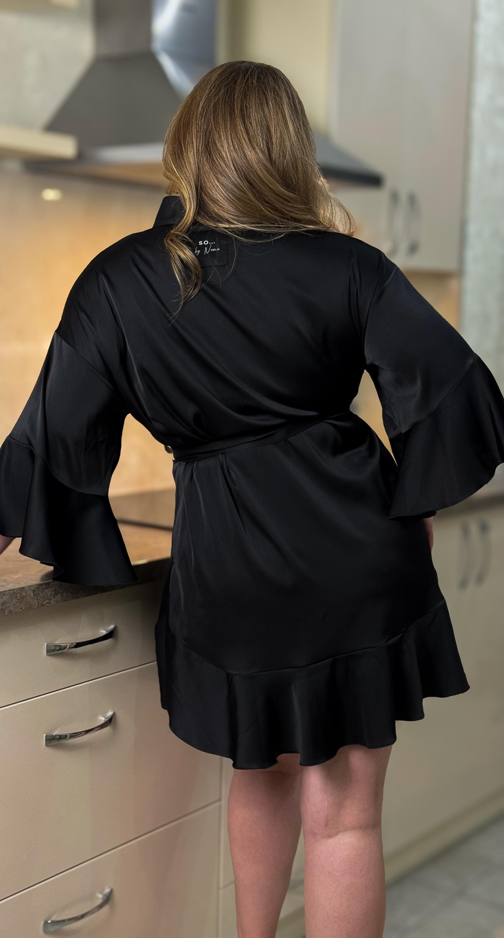 Silk Flowy Robe, Short Kimono Style Robe With Ruffles, Summer ...