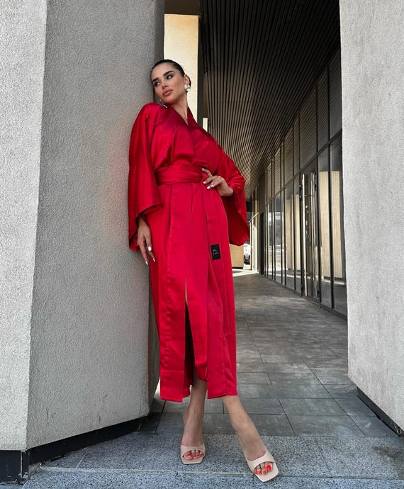 silk summer dressing gown Women's Silk Blend Long Kaftan, Boho Chic Summer Dressing Gown, Boheme Beach Coverup, Loose Fit Maxi Dress, Luxury Lounge Wear, Gift for Her