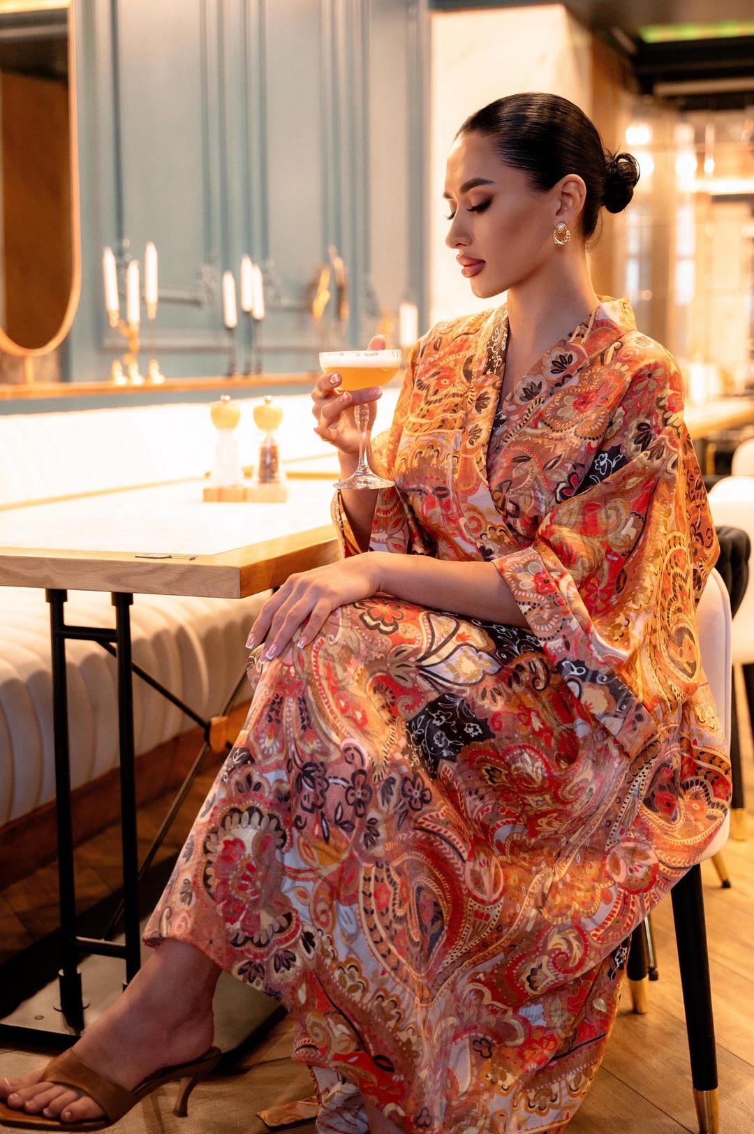 100% SILK KIMONO INSPIRED DRESS main image 0