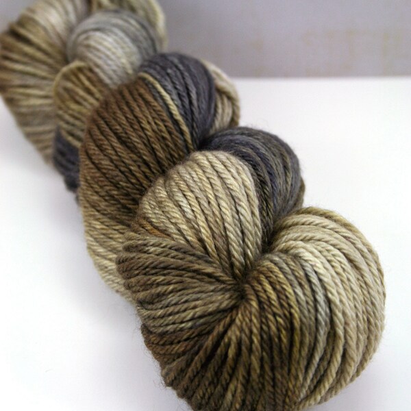 Twirl in "Pebblestone," Hand Dyed Merino and Silk Yarn, Worsted Weight 4-Ply