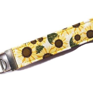 Fabric Key Fob Wristlet - Sunflowers - Keychain or Zipper Pull