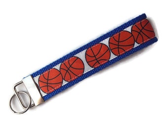 Basketball Key Fob Wristlet - Keychain for Basketball Player - Blue