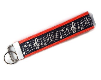 Music Notes Key Fob Wristlet - Keychain for Band Director - Music Teacher - Band Student