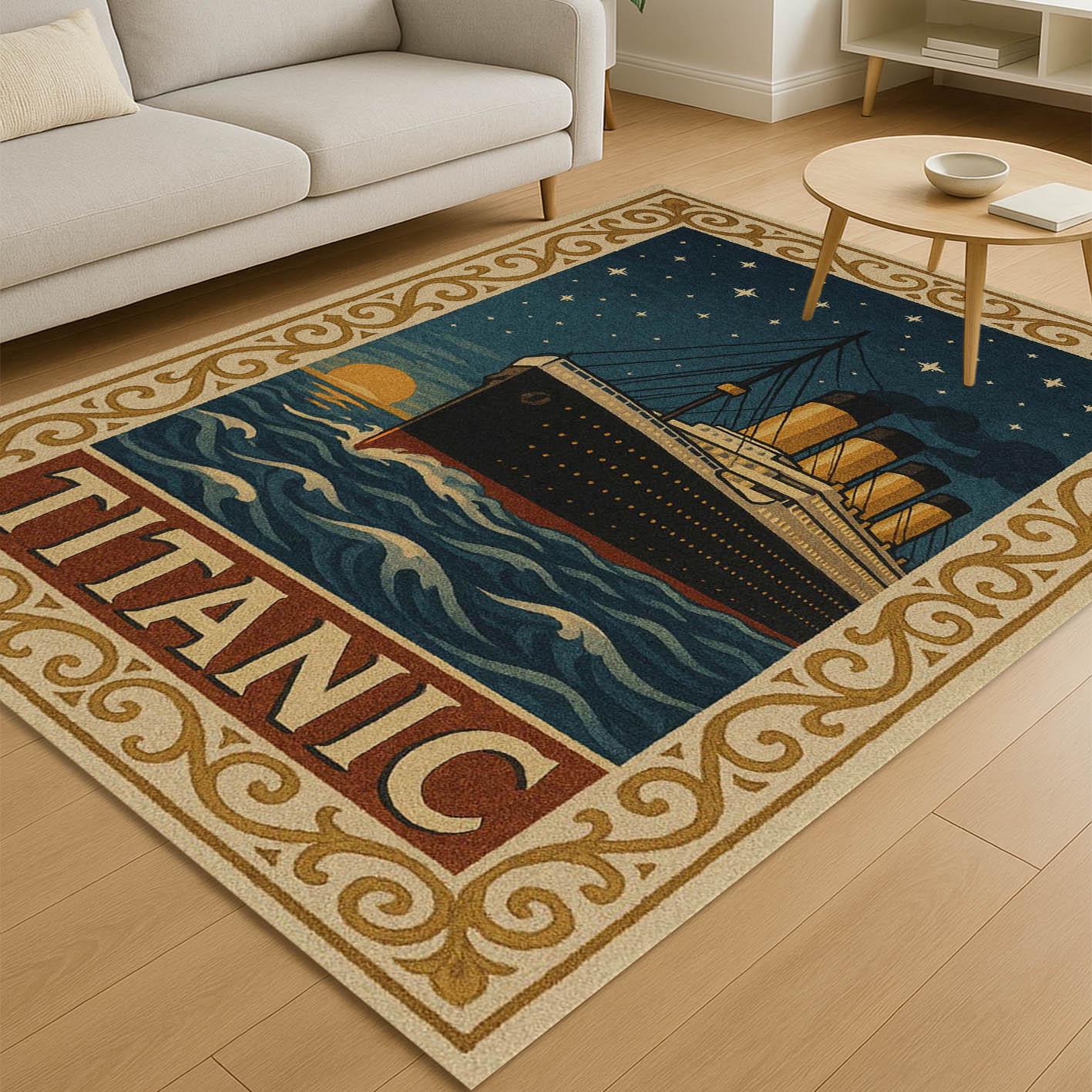 Titanic Rug: Vintage Ocean Liner Carpet, Nautical Home Decor