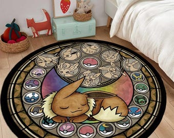 Tapis Evoli, tapis ombréon, tapis Evoli Evolution, tapis ombrelle, tapis Evoli All Forms Evolution, tapis de jeu rétro, décoration de salle de jeux, tapis personnalisé