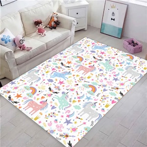 Einhorn Teppich, Benutzerdefinierte Teppich, Kinderzimmer Teppich, Beste Mädchen Teppiche, Baby-Geschenke, Kinderzimmer Dekor, Geschenk für Sie, Waschbar Teppich, rutschfest