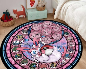 Sylveon, Sylveon rug, Eevee rug, Umbreon rug,Eevee Evolution rug,Umbreon rug,Eevee All Forms Evolution Rug ,Retro Game Rug, Custom rug