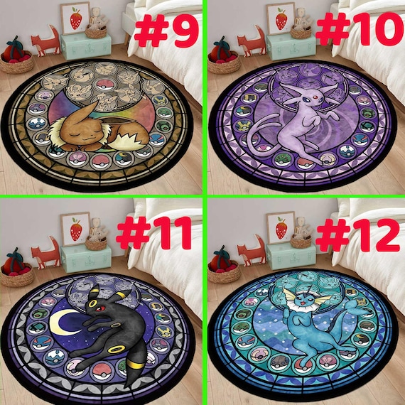 Eevee rug, Umbreon rug,Eevee Evolution rug,Umbreon rug,Eevee All Forms Evolution Rug ,Retro Game Rug, Game Room Decor, Custom rug