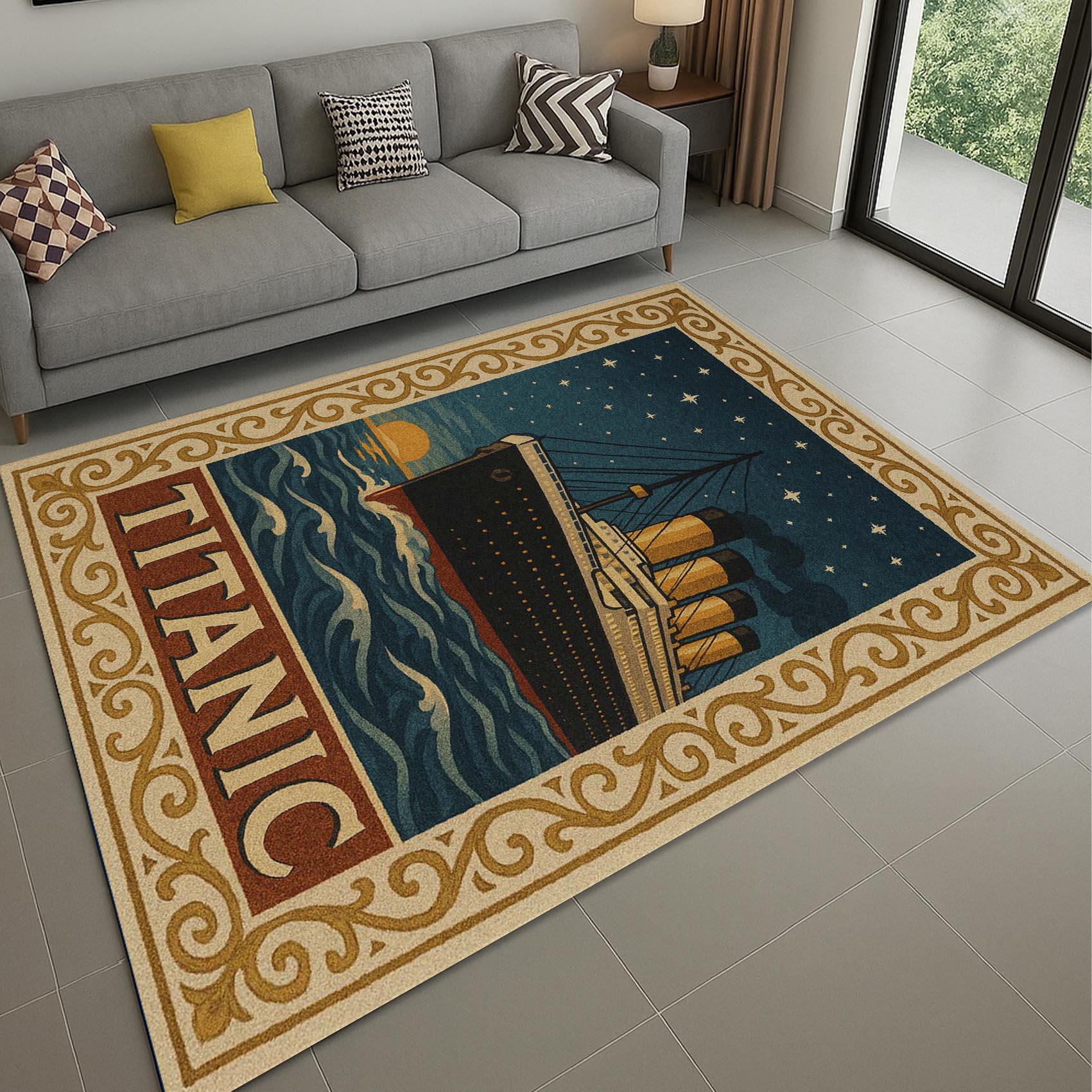 Titanic Rug: Vintage Ocean Liner Carpet, Nautical Home Decor