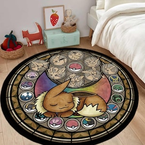 Eevee matta, Umbreon matta, Eevee Evolution matta, Umbreon matta, Eevee All Forms Evolution Rug ,Retro Game Rug, Game Room Decor, Custom matta