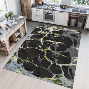 Abstract Marble Rug: Non-Slip Kitchen Runner, Custom Size