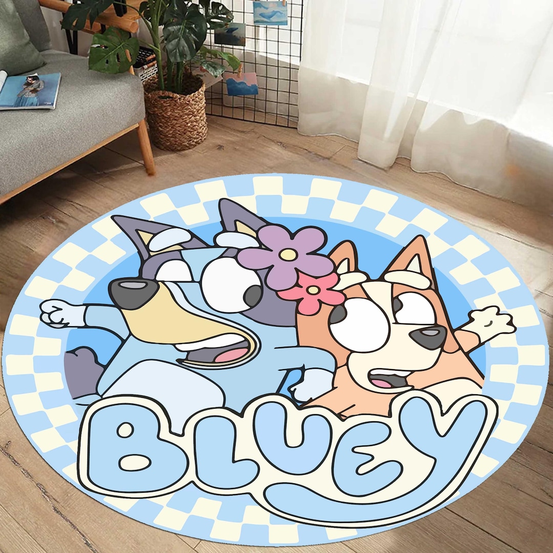Bluey Kids Bedroom Rug: Cartoon Home Decor, Personalized Gift, Girl ...