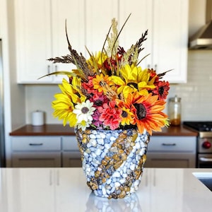 Flower Pot, River Rock, Handmade