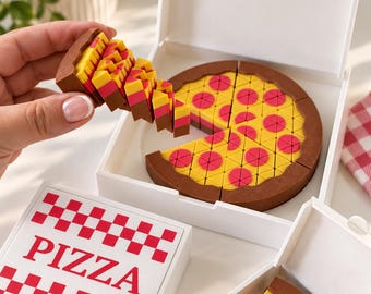 Pizza Fidget Toy, 3D Printed Pizza Toy, Pretend Play Food,  Pizza Slice, Pizza Box Toy