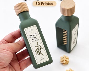 Olive Oil Bottle Fidget, 3D Printed Sensory Toy, Pretend Play Food