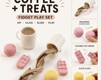 Coffee & Treats Fidget Play Set, 3D Printed Sensory Toys